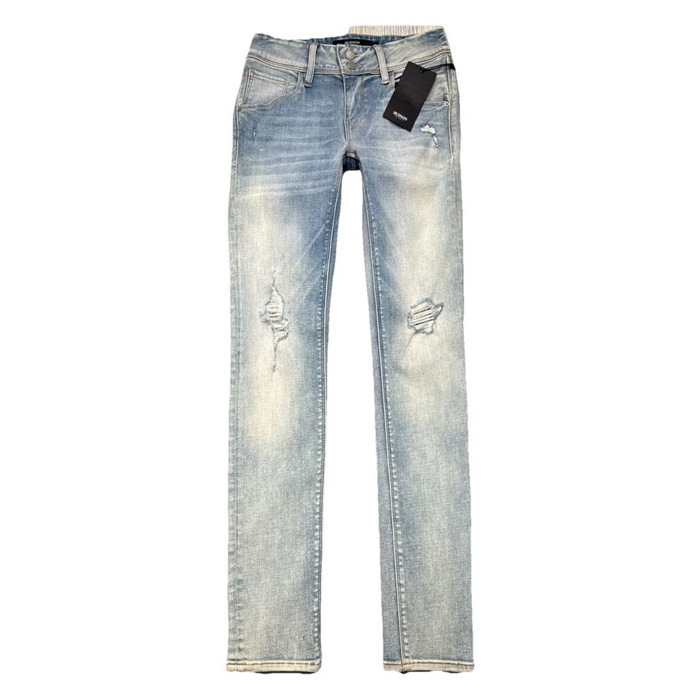 Hudson Collin Flap Skinny Jeans 25 (25x29) Blue Mid Rise Stretch Distress Womens